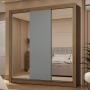 CLÓSET MDP CORREDIZA 205 X 170 X 51 CM GRIS CON ESPEJO Y 2 CAJÓNES