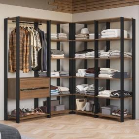 CLÓSET MDP MODULAR 180 X 337 X 45 CM NEGRO Y MARRON CON 2 CAJONES
