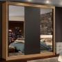 CLÓSET MDP CORREDIZA 205 X 170 X 51 CM NEGRO CON ESPEJO Y 4 CAJÓNES