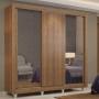 CLÓSET MDP CORREDIZO 215 X 170 X 46 CM CAFÉ CON ESPEJO Y 2 CAJÓNES
