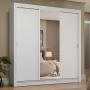 CLÓSET MDP CORREDIZA 205 X 170 X 51 CM BLANCO CON ESPEJO Y 4 CAJÓNES