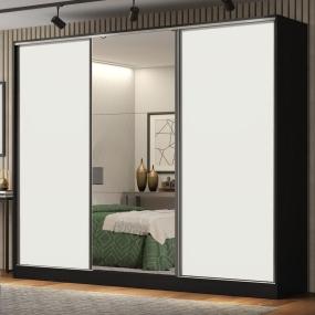 CLÓSET MDP CORREDIZA 218 X 231 X 55 CM BLANCO CON ESPEJO Y 4 CAJÓNES