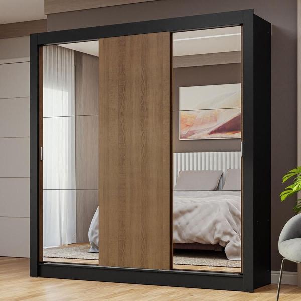 CLÓSET MDP ARMABLE 205 X 170 X 51 CM CAFÉ CON 2 ESPEJOS