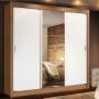CLÓSET MDP CORREDIZO 205 X 170 X 46 CM MARRÓN Y BLANCO CON ESPEJO Y 2 CAJÓNES