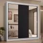 CLÓSET MDP CORREDIZA 205 X 170 X 51 CM NEGRO CON ESPEJO Y 4 CAJÓNES