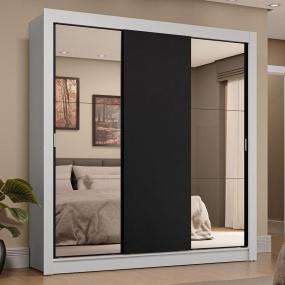CLÓSET MDP CORREDIZA 205 X 170 X 51 CM NEGRO CON ESPEJO Y 4 CAJÓNES