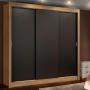 CLÓSET MDP CORREDIZO 205 X 170 X 51 CM MARRÓN NEGRO CON 2 CAJÓNES