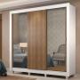 CLÓSET MDP CORREDIZO 215 X 170 X 51 CM CAFÉ CON ESPEJO Y 4 CAJÓNES