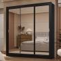 CLÓSET MDP CORREDIZO 205 X 170 X 51 CM NEGRO CON 3 ESPEJOS Y 2 CAJÓNES