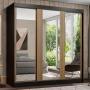 CLÓSET MDP CORREDIZO 205 X 180 X 54 CM CAFÉ CON ESPEJO Y 4 CAJÓNES