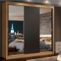 CLÓSET MDP CORREDIZA 205 X 170 X 46 CM NEGRO CON ESPEJO Y 2 CAJÓNES