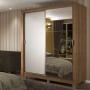 CLÓSET MDP CORREDIZO 215 X 117 X 51 CM BLANCO CON ESPEJO Y 4 CAJÓNES