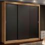 CLÓSET MDP CORREDIZA 205 X 170 X 51 CM NEGRO SIN ESPEJO 4 CAJÓNES