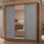 CLÓSET MDP CORREDIZA 205 X 170 X 51 CM GRIS CON ESPEJO Y 2 CAJÓNES