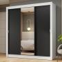 CLÓSET MDP CORREDIZA 205 X 170 X 51 CM NEGRO CON ESPEJO