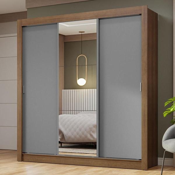 CLÓSET MDP CORREDIZO 205 X 170 X 51 CM GRIS CON ESPEJO