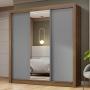 CLÓSET MDP CORREDIZO 205 X 170 X 51 CM GRIS CON ESPEJO
