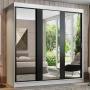 CLÓSET MDP CORREDIZO 205 X 180 X 54 CM NEGRO CON ESPEJO Y 4 CAJÓNES