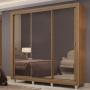 CLÓSET MDP CORREDIZO 215 X 170 X 51 CM CAFÉ CON ESPEJO Y 4 CAJÓNES