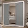CLÓSET MDP CORREDIZO 205 X 170 X 51 CM GRIS CON ESPEJO Y 2 CAJÓNES