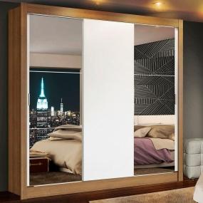 CLÓSET MDP CORREDIZA 205 X 170 X 46 CM BLANCO Y MARRÓN CON ESPEJO Y 2 CAJÓNES