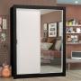 CLÓSET MDP CORREDIZO 205 X 117 X 46 CM NEGRO Y BLANCO CON ESPEJO