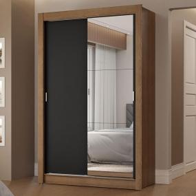 CLÓSET MDP CORREDIZO 205 X 117 X 51 CM NEGRO CON ESPEJO Y 2 CAJÓNES