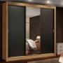 CLÓSET MDP CORREDIZO 205 X 170 X 51 CM NEGRO CON ESPEJO