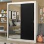 CLÓSET MDP CORREDIZA 205 X 117 X 51 CM NEGRO CON ESPEJO Y 4 CAJÓNES