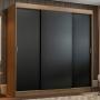 CLÓSET MDP CORREDIZO 205 X 180 X 54 CM NEGRO CON 4 CAJÓNES