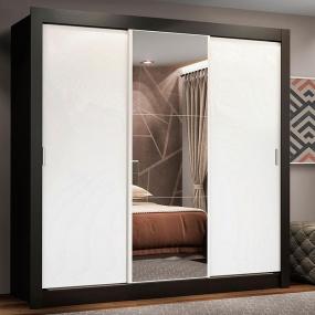 CLÓSET MDP CORREDIZA 205 X 170 X 51 CM BLANCO CON ESPEJO Y 4 CAJÓNES