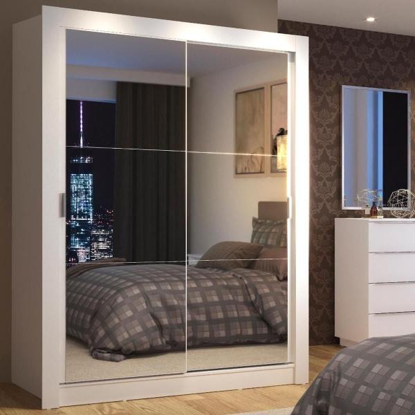 CLÓSET MDP CORREDIZO 215 X 117 X 46 CM BLANCO CON 2 ESPEJOS
