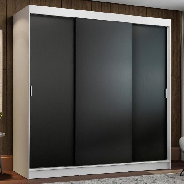 CLÓSET MDP CORREDIZO 205 X 180 X 54 CM NEGRO CON 4 CAJÓNES