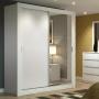 CLÓSET MDP CORREDIZA 205 X 117 X 46 CM BLANCO CON ESPEJO Y 2 CAJÓNES