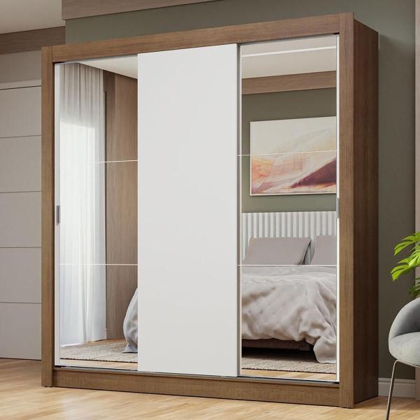 CLÓSET MDP CORREDIZO 205 X 170 X 51 CM BLANCO CON 2 ESPEJOS