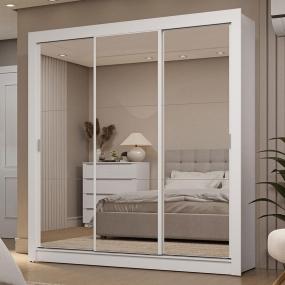 CLÓSET MDP CORREDIZA 205 X 170 X 51 CM BLANCO CON ESPEJO Y 2 CAJÓNES