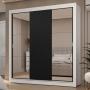 CLÓSET MDP CORREDIZO 205 X 170 X 51 CM NEGRO CON ESPEJO Y CAJÓNES