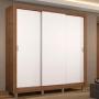 CLÓSET MDP CORREDIZO 215 X 170 X 46 CM MARRÓN Y BLANCO SIN ESPEJO CON PIES