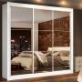 CLÓSET MDP CORREDIZO 205 X 170 X 46 CM BLANCO CON ESPEJO Y 4 CAJÓNES