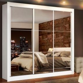CLÓSET MDP CORREDIZO 205 X 170 X 46 CM BLANCO CON ESPEJO Y 4 CAJÓNES