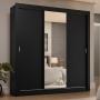 CLÓSET MDP CORREDIZO 205 X 170 X 51 CM NEGRO CON ESPEJO Y 4 CAJÓNES