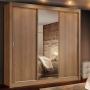 CLÓSET MDP CORREDIZO 205 X 170 X 51 CM CAFÉ CON ESPEJO Y 2 CAJÓNES