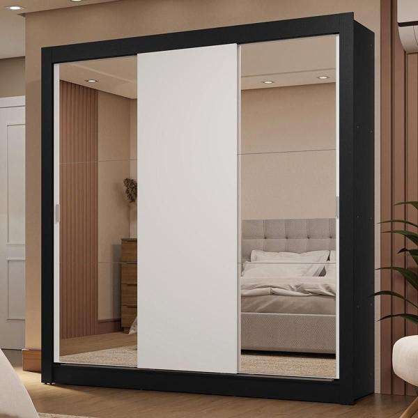 CLÓSET MDP CORREDIZO 205 X 170 X 51 CM BLANCO CON 2 ESPEJOS Y 2 CAJÓNES