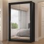 CLÓSET MDP CORREDIZA 205 X 117 X 51 CM NEGRO CON ESPEJO Y 2 CAJÓNES