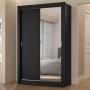CLÓSET MDP CORREDIZO 205 X 117 X 51 CM NEGRO CON ESPEJO Y 2 CAJÓNES