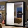 CLÓSET MDP CORREDIZO 205 X 117 X 46 CM BLANCO Y NEGRO CON ESPEJO Y 2 CAJÓNES