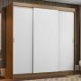CLÓSET MDP CORREDIZO 205 X 180 X 54 CM MARRÓN Y BLANCO CON 4 CAJÓNES SIN ESPEJO