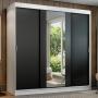 CLÓSET MDP CORREDIZO 205 X 180 X 54 CM NEGRO CON ESPEJO Y 4 CAJÓNES