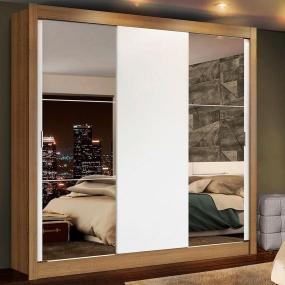 CLÓSET MDP CORREDIZO 205 X 170 X 51 CM BLANCO CON ESPEJO Y 4 CAJÓNES