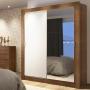CLÓSET MDP CORREDIZO 205 X 117 X 46 CM BLANCO CON ESPEJO Y 4 CAJÓNES
